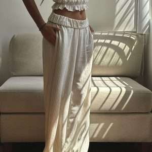 Pantalon lino a rayas