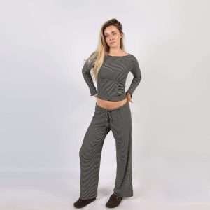Cotton striped set negro
