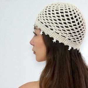 Gorro Tejida Estrellas Beige