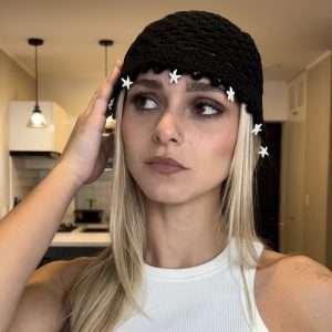Gorro Tejido Estrellas Negro