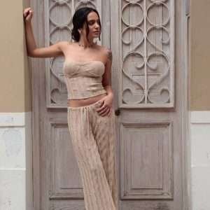 Lace Set Beige (Top & Pantalón)