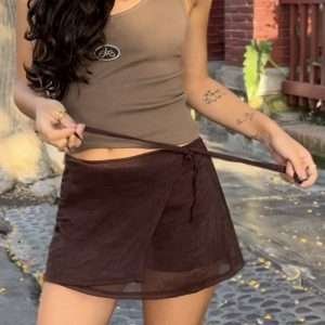 Short + Falda Envolvente Marron